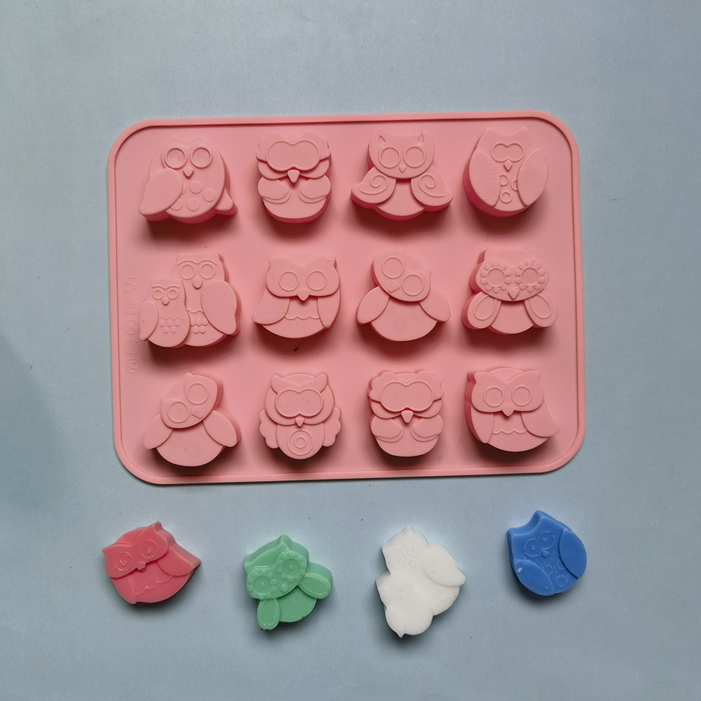 12-piece owl chocolate 386 cookie cutter cake mold ice cream candy silicone mold specific 96 soap mold