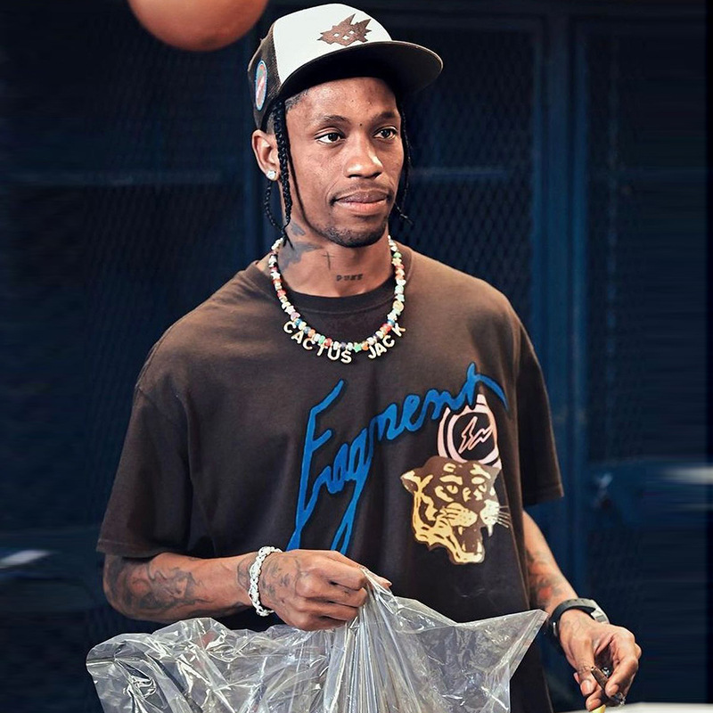 男装潮牌侃爷 travis scott老虎头小闪电印花短袖t恤 cactus jack