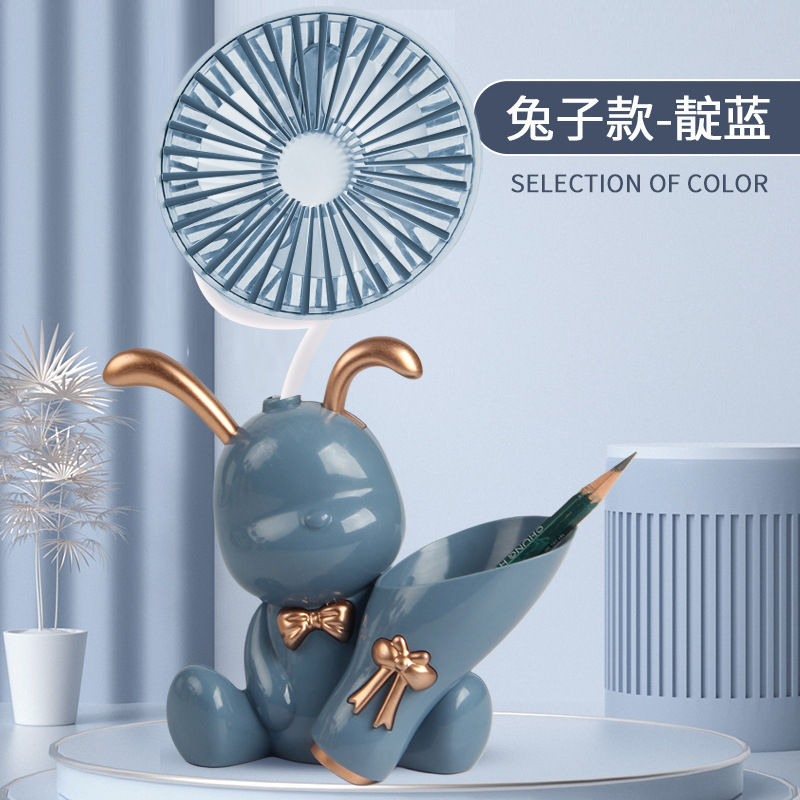 Cartoon Pen Holder Fan Student Children Desktop USB Rechargeable Fan