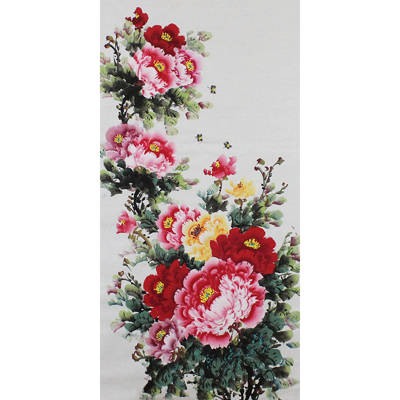 国画客厅牡丹四尺