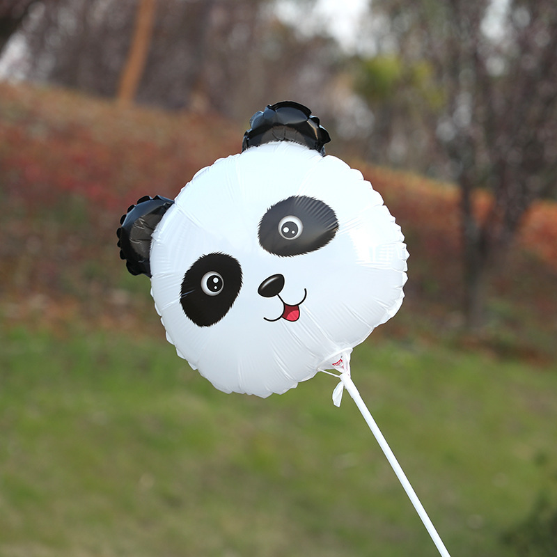 胖墩熊猫气球卡通动物头扫码铝膜气球微商地推小礼品气球多款邮