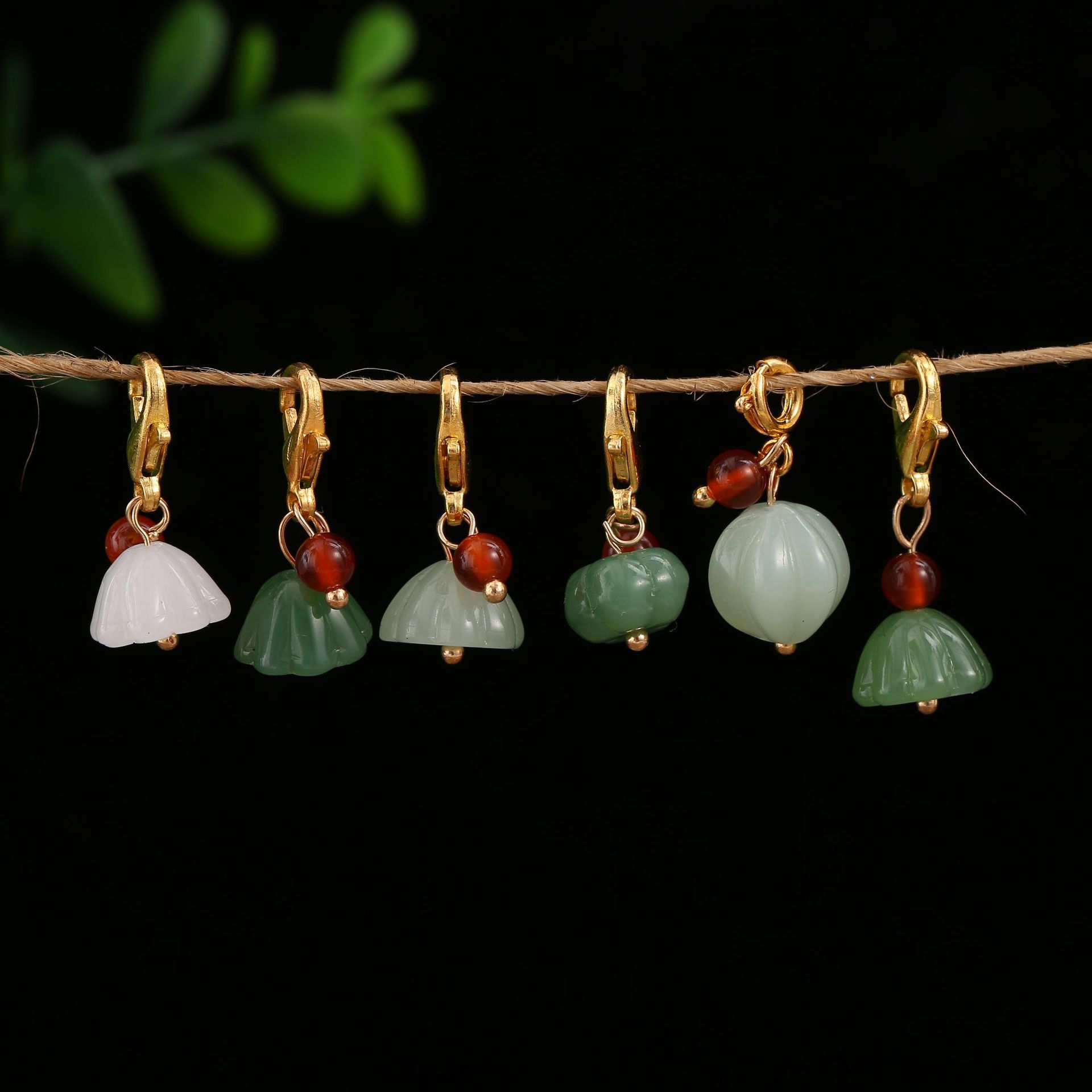 琉璃玉平安扣小滴溜玉葫芦玉狐狸钱袋玉如意手链项链挂饰小吊坠