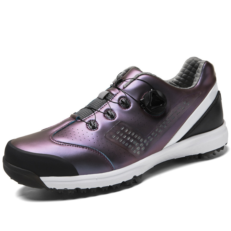 跨境爆款经典高尔夫球鞋男自动旋钮纽扣鞋固定打球鞋钉底运动鞋