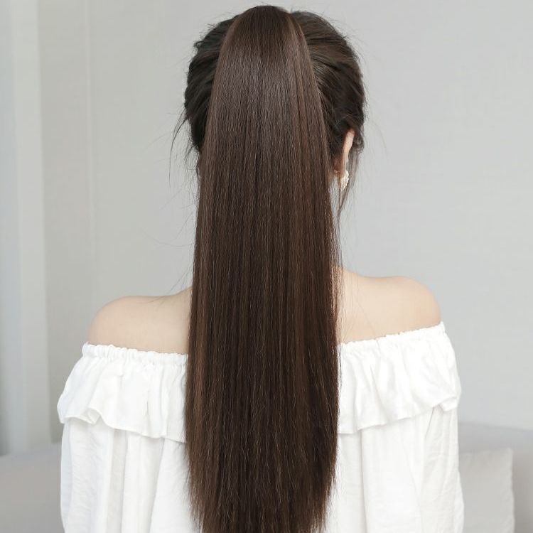 假发马尾女绑带式直发高马尾自然超长假马尾网红超轻抓夹式假辫子