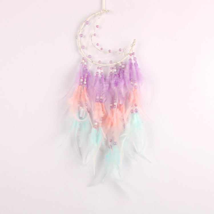 SOURCE Factory Creative Moon Pink Dreamcatcher Tourist Scenic Spot Souvenir Feather Girl Heart Decorative Pendant