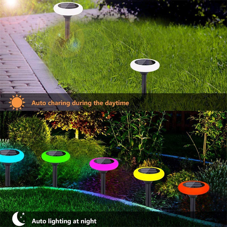 Amazon Outdoor Solar UFO Lamp Led Colorful Gradient Adjustable Color Mushroom Lamp Courtyard Lawn Ground Lamp