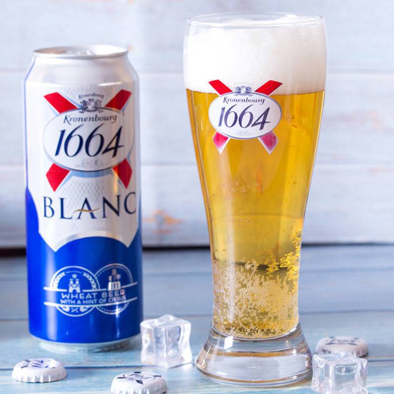 国产1664白啤酒柑橘果味500ml*12罐精酿桃红组合小麦啤酒批发特价