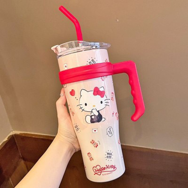 Thailand Hot Large Ice Cup Cup with Straw 40Oz Large Capacity Drinking Cup Portable Cup Stainless Steel Coffee Cup Cup