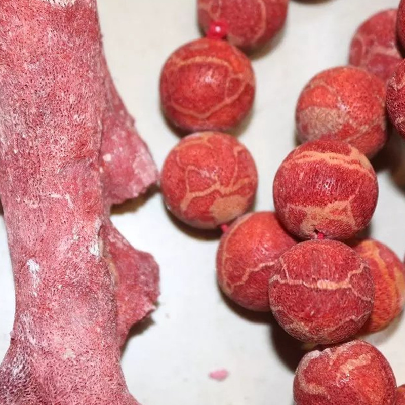 印尼红色珠母贝手串 原始素面珊瑚贝 民族风珊瑚服饰配搭收藏手串