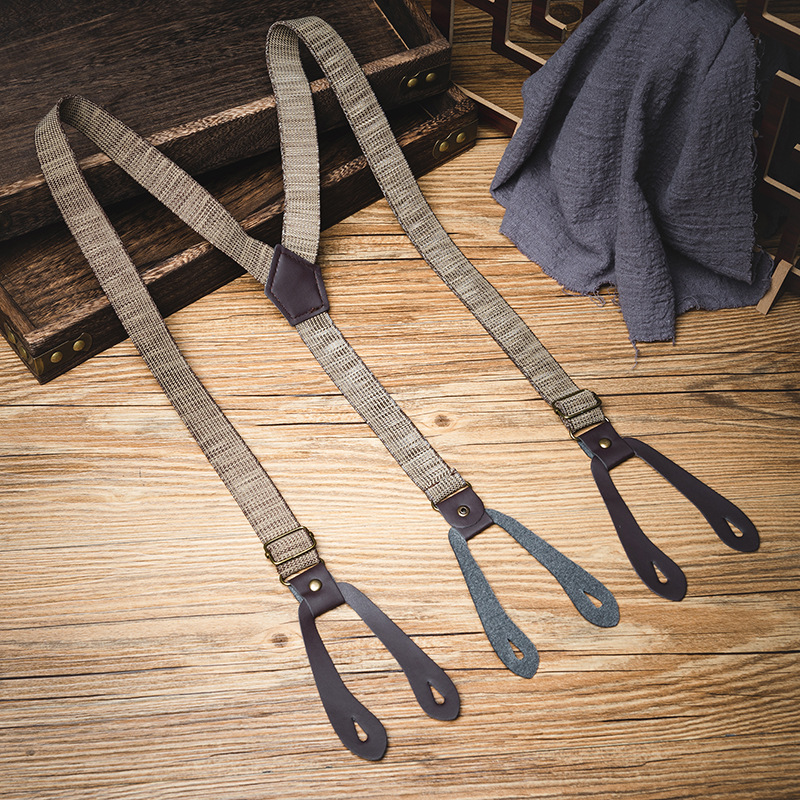 复古怀旧纽扣式背带字男女通用y字型挂扣防滑松紧吊裤带肥佬吊带