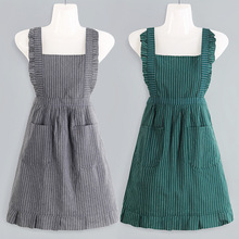 棉布2022新款夏季薄透气围裙家用厨房做饭洋气韩版女时尚无袖围腰