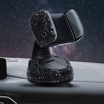 陶泥镶钻吸盘手机支架 汽车多功能出风口手机支导航支架 玻璃支架