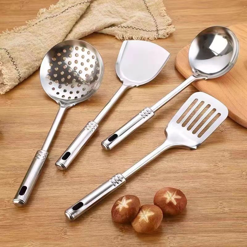 Kitchen Stainless Steel Three-Piece Set Strainer and Soup Spoon Spatula Spatula Spoon Household Anti-Scald Kitchen Spatula