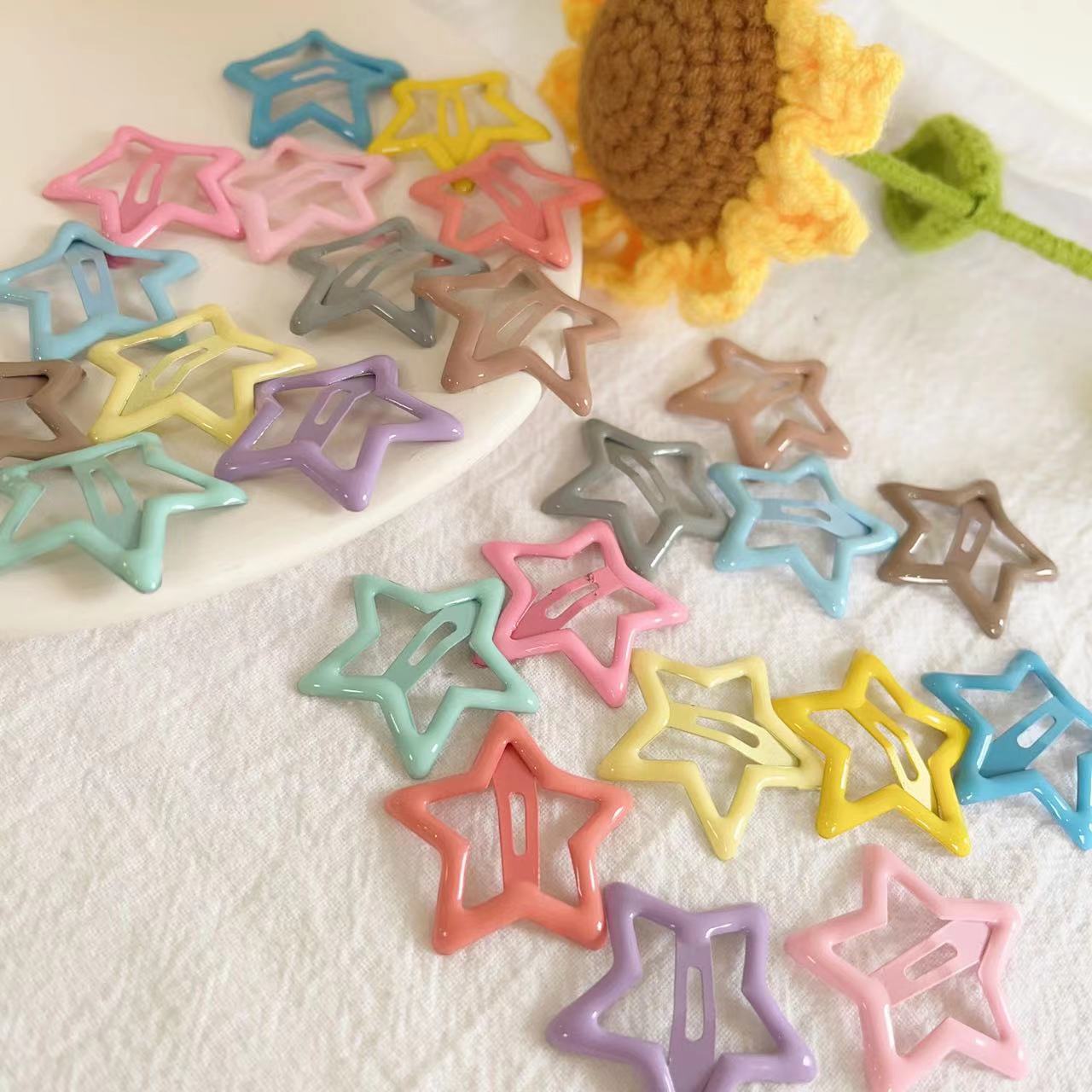 internet celebrity 3cm pentagram hairpin dopamine color xingx hairpin children‘s dripping edge clip baby cropped hair clip