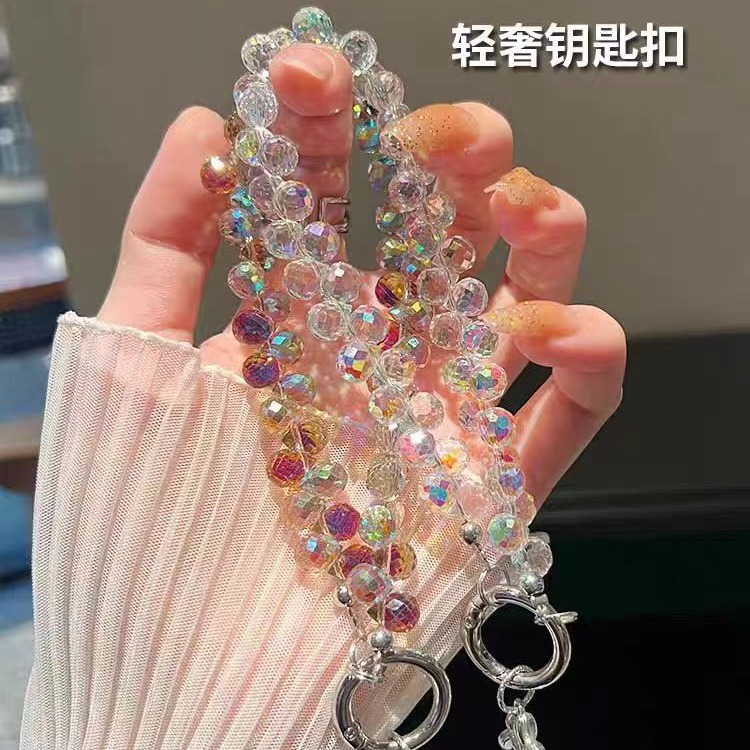 网红爆闪手机链新款手机链条手腕水晶链串2023饰品包包配件钥匙扣