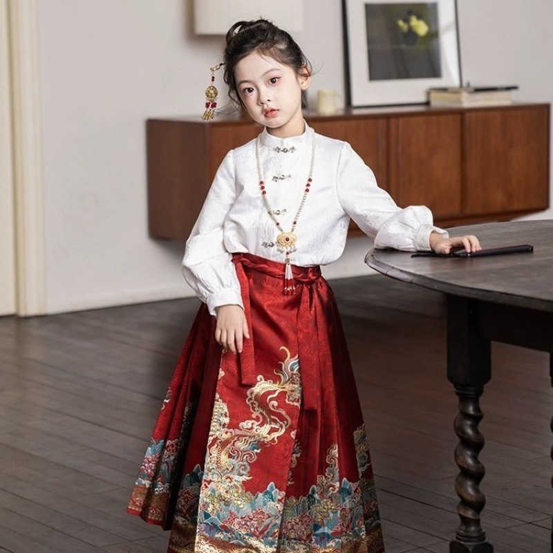 女童汉服2024新款马面裙套装儿童龙年中国风古装女孩春秋古风唐装
