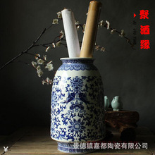 景德镇青花陶瓷花瓶新中式字画缸书房办公室客厅摆件画筒厂家直销