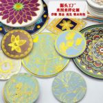 源头厂家隔热垫汽车杯垫烫金亮光圆形餐垫定制防滑吸水陶瓷杯垫