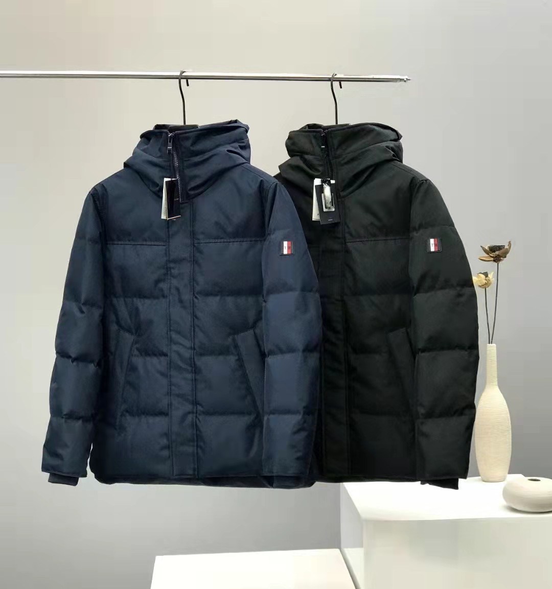 0成交2件一件代发2021新款汤米tommy保暖防风连帽休闲长款羽绒服情侣