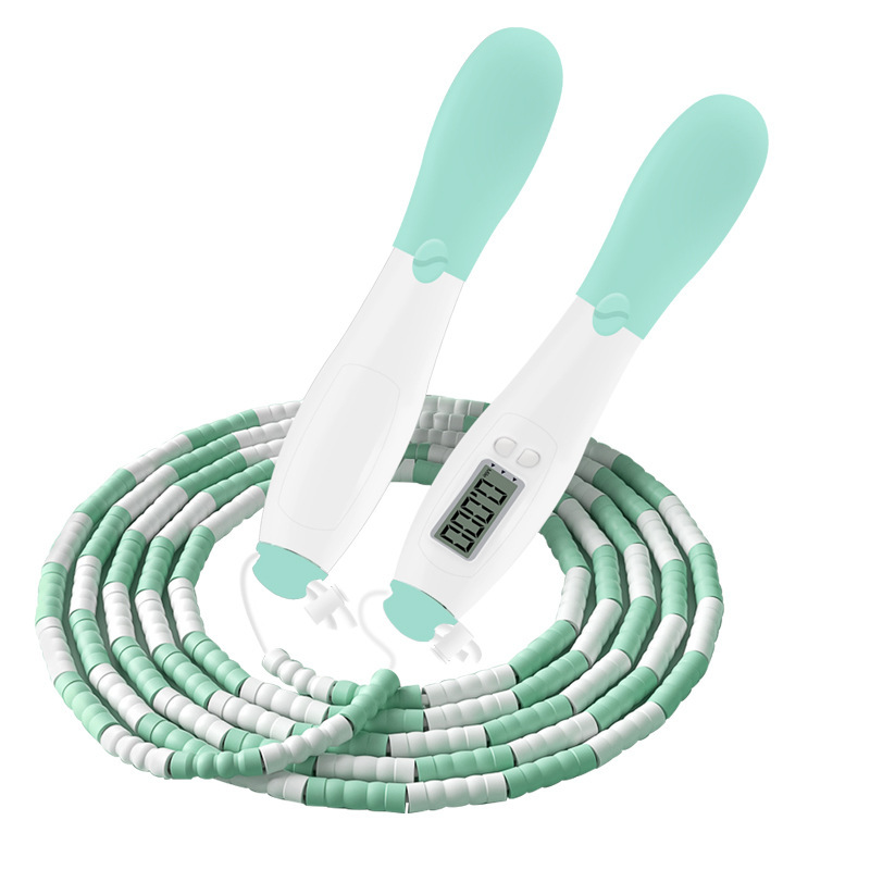 Children's Electronic Counting Bamboo Rope Skipping Primary School for Kindergarten Beginner Adjustable Baby Pattern Soft Bead Rope Skipping