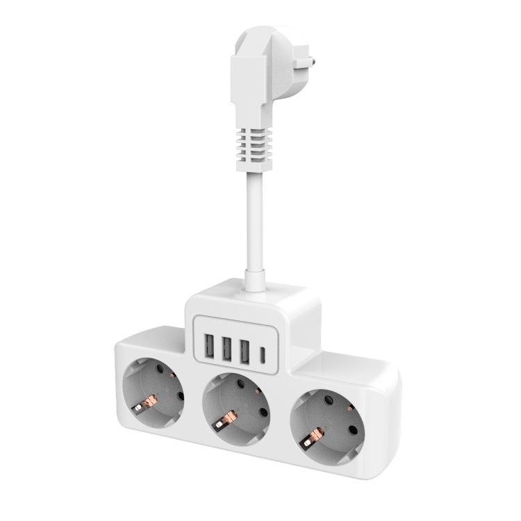 European Standard Socket Converter One to Three Independent Switch Usb Extender Multi-Function with Short Line Europlug