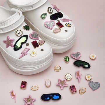 跨境爆款洞洞鞋cross配饰金属鞋花diy鞋扣可拆卸潮装饰扣粉色套装