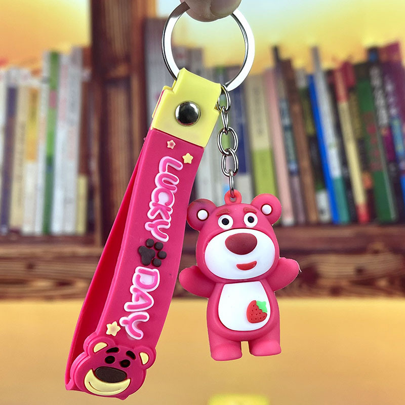 Pvc Strawberry Bear Keychain