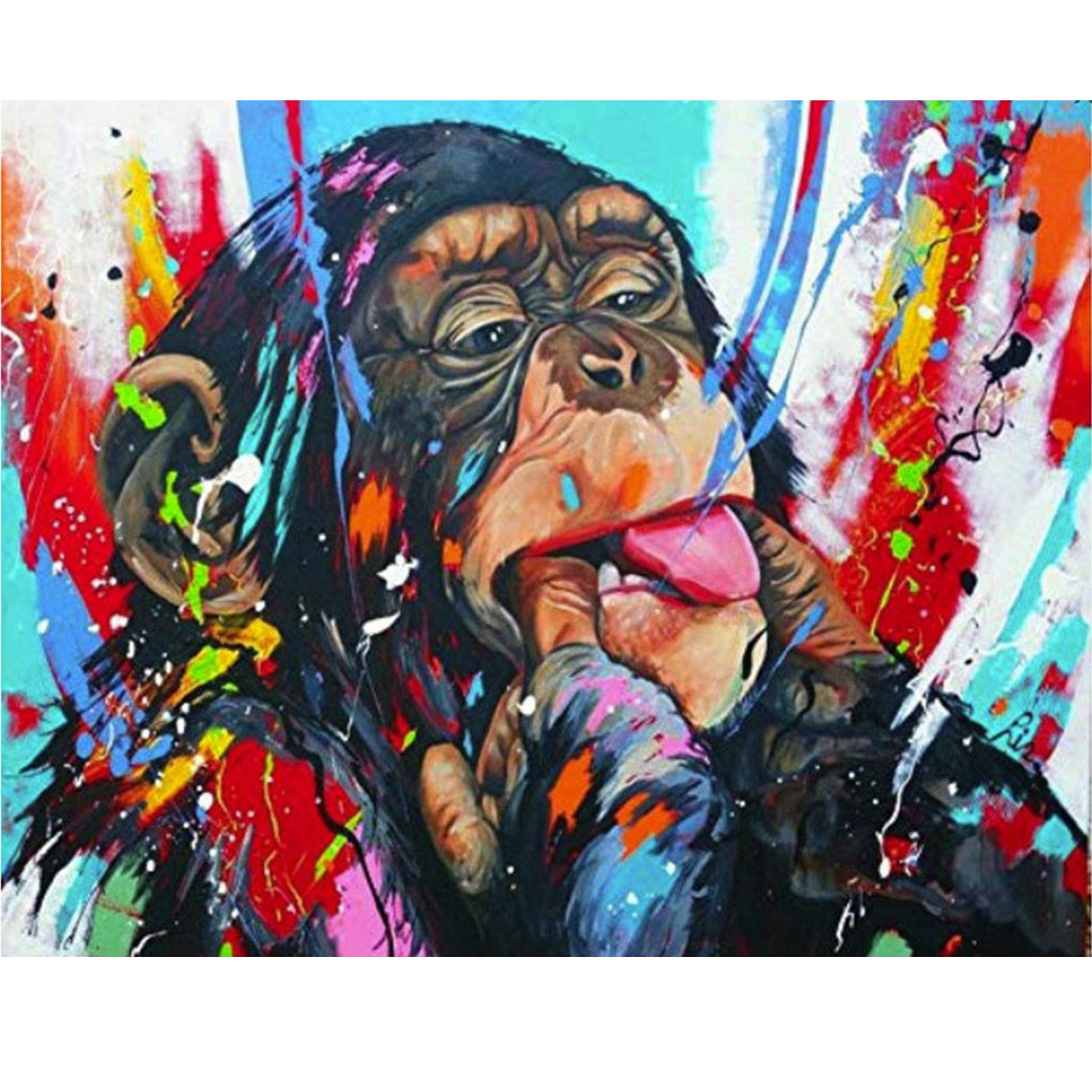 mf653数字油画彩色动物挂画 手绘客厅书房填色画 猩猩 diy油画