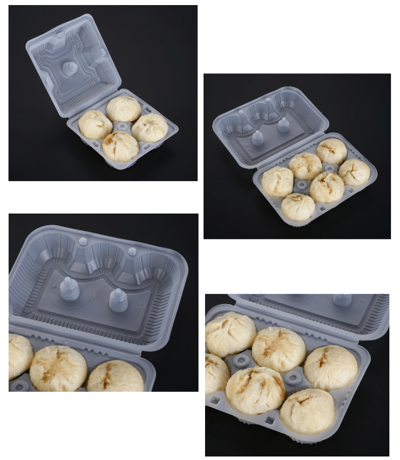 一次性包子打包盒 烧麦小笼包生煎 四六八格带盖速冻微波外卖餐盒