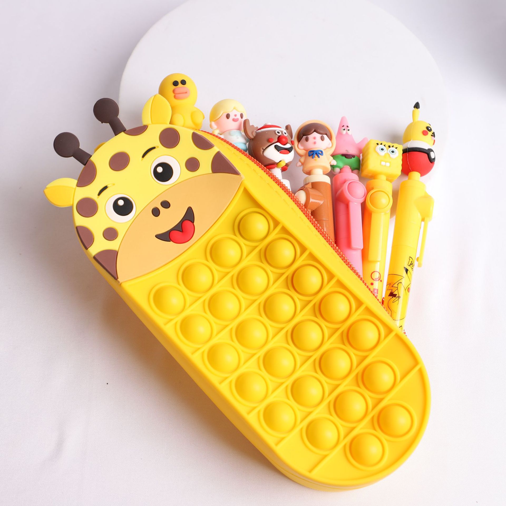 Student Stationery Pack Silicone Pencil Case Beauty Storage Bag Outdoor Travel Leisure Carrying Buggy Bag Cute Cartoon