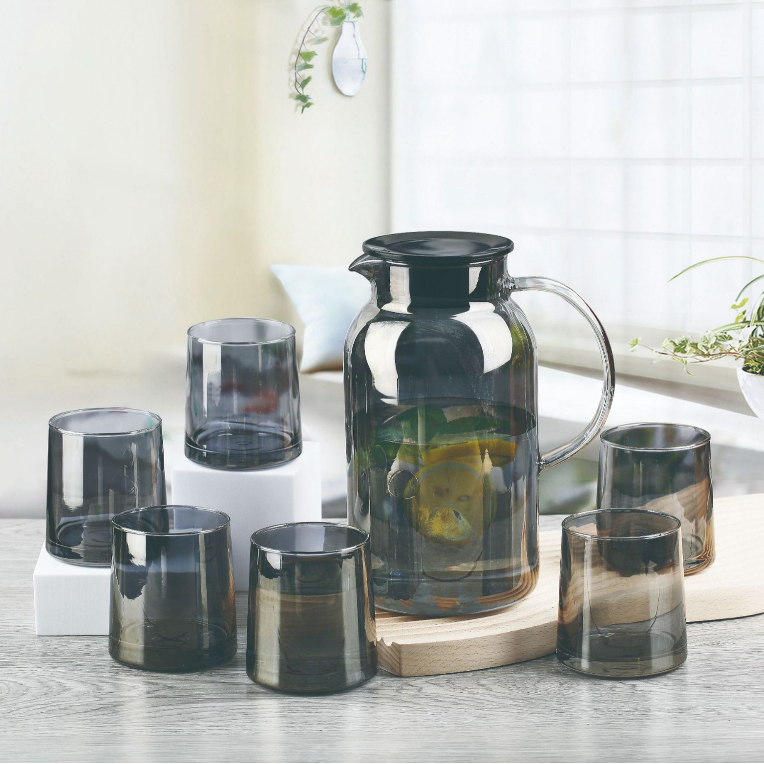 high temperature resistant household living room glass cold water pot set water pitcher scented teapot good-looking large capacity glass pot