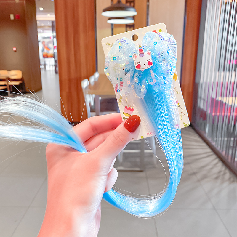 韩版卡通蝴蝶结发夹儿童假发编发鸭嘴夹公主发卡夹子女童bb夹发饰