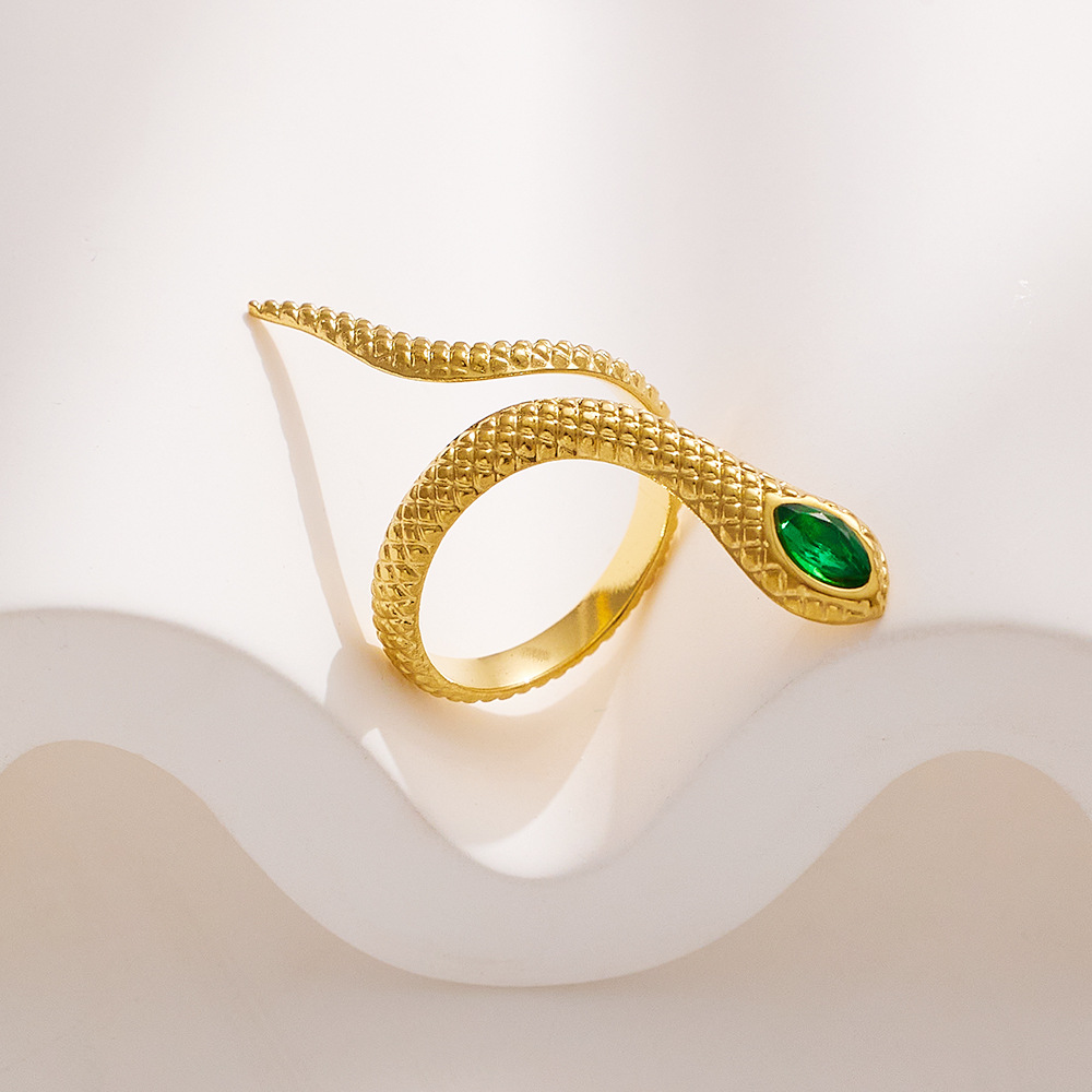 New Cross-Border Light Luxury High-Grade Smart Snake-Shaped Open Titanium Steel Ring European and American Fashion Minimalist Personalized Ring Batch