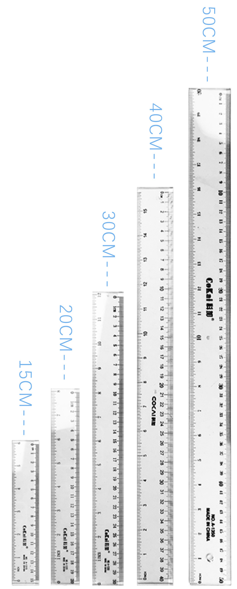 科加透明长直尺50cm办公尺子15/20/30厘米公分尺塑料刻度尺学生尺