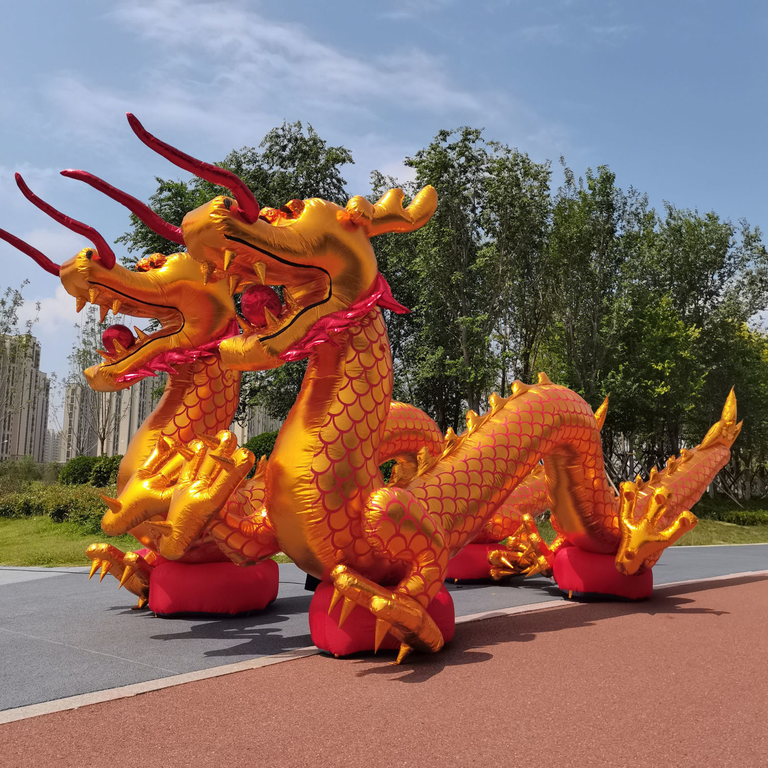 气模卧地龙充气拱门龙凤呈祥落地龙结婚庆典开业婚礼道具优质布料