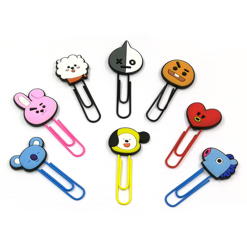 Korean Style Cute PVC Clip Bookmark Cartoon Shaped Color Paper Clip Creative Student Stationery Cross-Border Spot