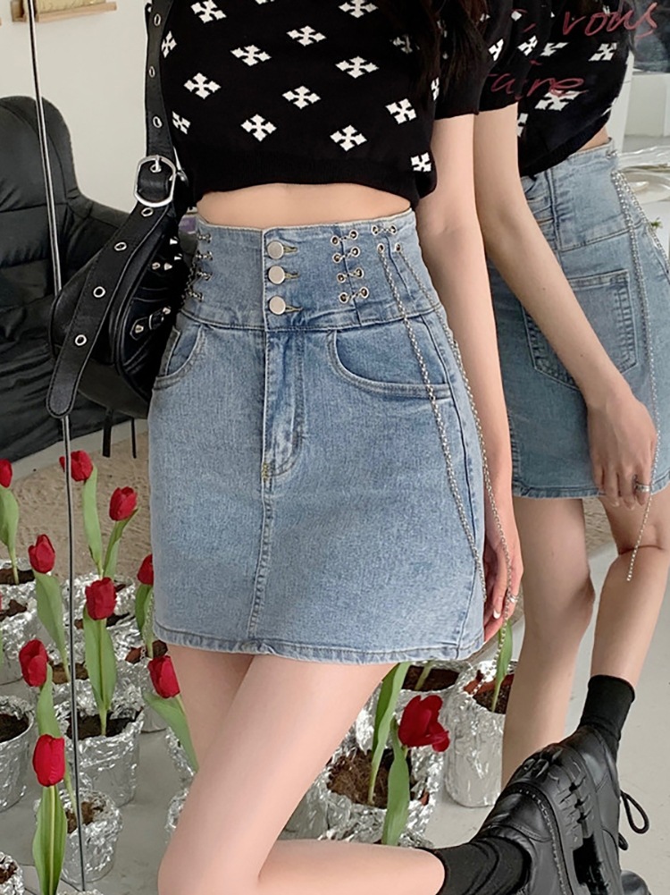 高腰显瘦包臀半身裙春夏2022新款气质时尚a字牛仔短裙chic裙子女