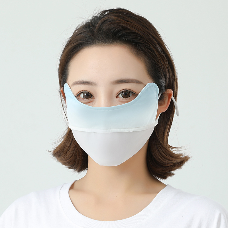 新款渐变色口罩夏季冰丝薄款开口露鼻面罩防晒遮阳女士可洗网红