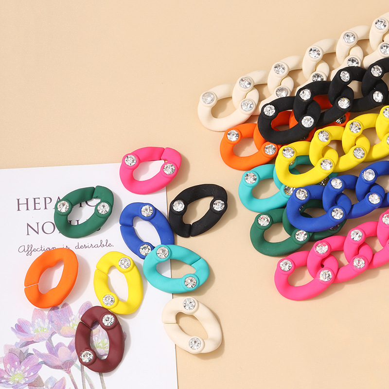 DIY Handmade Jewelry Accessories Frosted Feel Macaron Color Acrylic Chain Opening Release Buckle Can Be Combined