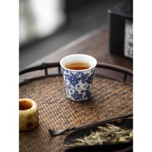 青花秋葵乐平杯陶瓷茶杯单个人专用高档中式喝茶杯品茗杯茶盏礼盒