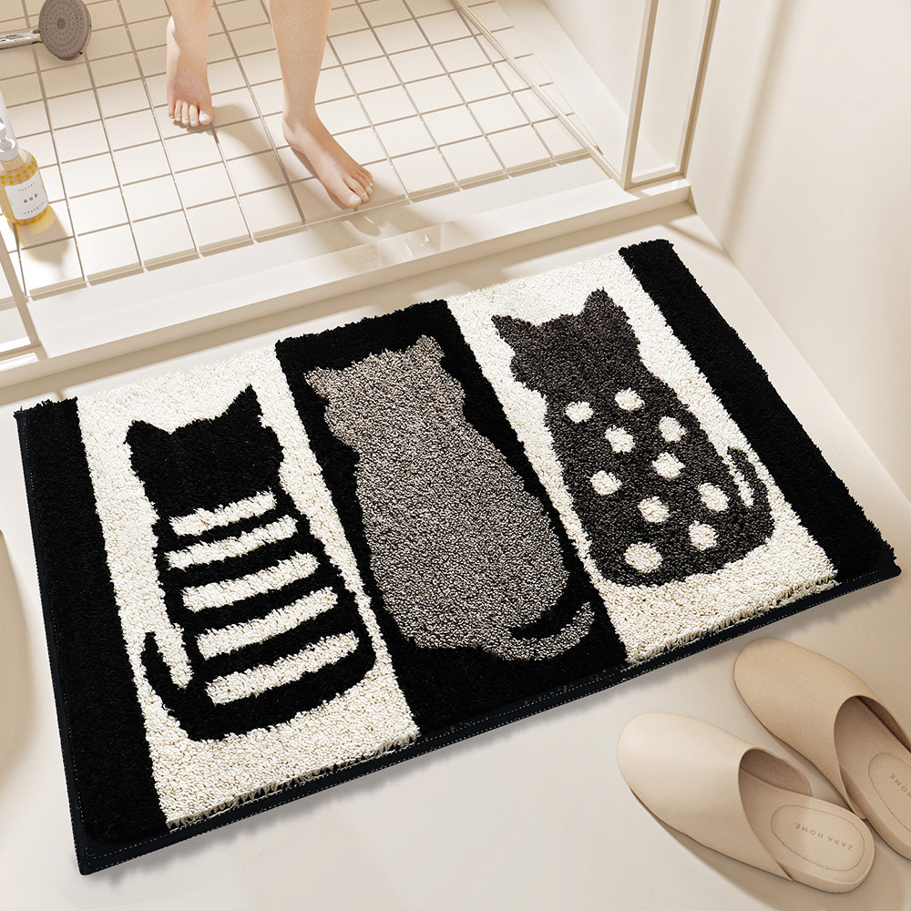 Cross-Border Supply Flocking Ground Mats Wholesale Home Bathroom Non-Slip Mat Foot Mats Bedroom Kitchen Bathroom Absorbent Door Mat