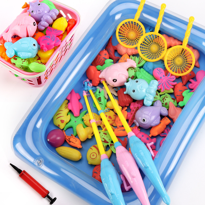 代发儿童磁性钓鱼玩具套装益智捞鱼戏水宝宝室内浴缸地摊沙滩广场