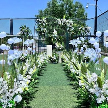 婚礼布置新款森系白色花柱婚庆路引花排背景装饰户外草坪道具