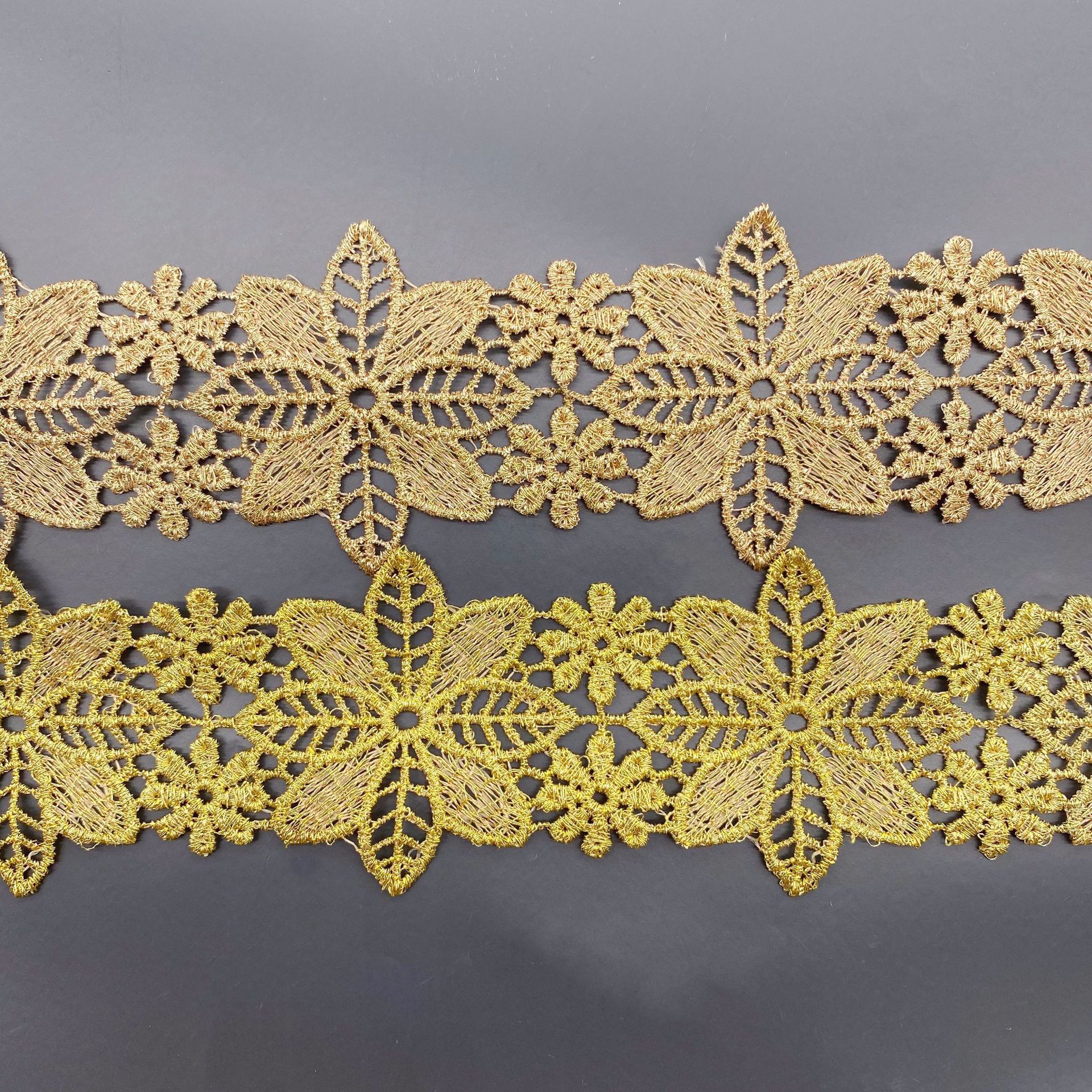 金线花边童装连衣裙配饰金色条码花朵宽4.6cm蕾丝绣花服装辅料