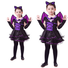 万圣节儿童服装紫色蝙蝠小魔仙cos演出服套装小蝙蝠侠女巫婆装扮
