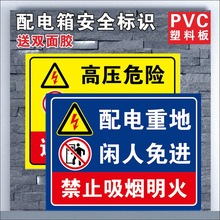 配电间有电危险警示贴小心当心触电机械设备标识贴纸配电箱装饰