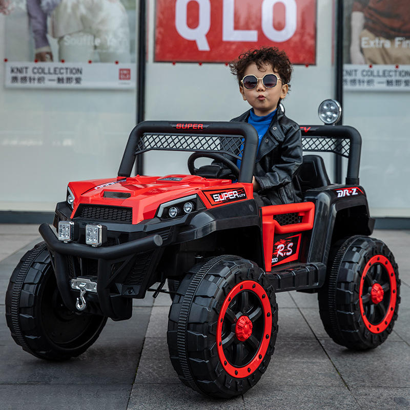 儿童电动汽车四驱越野车可充电四轮遥控玩具车小孩电瓶车可坐双人