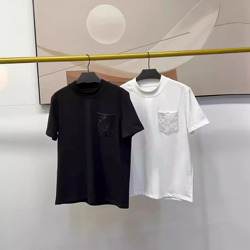 深圳南油高端女装夏季竹子口袋刺绣上衣简单舒服纯色女士t恤-阿里巴巴