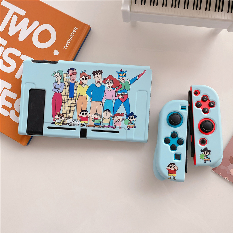 可爱卡通小新任天堂switch外壳游戏机 tpu保护软套ns掌游收纳彩盒