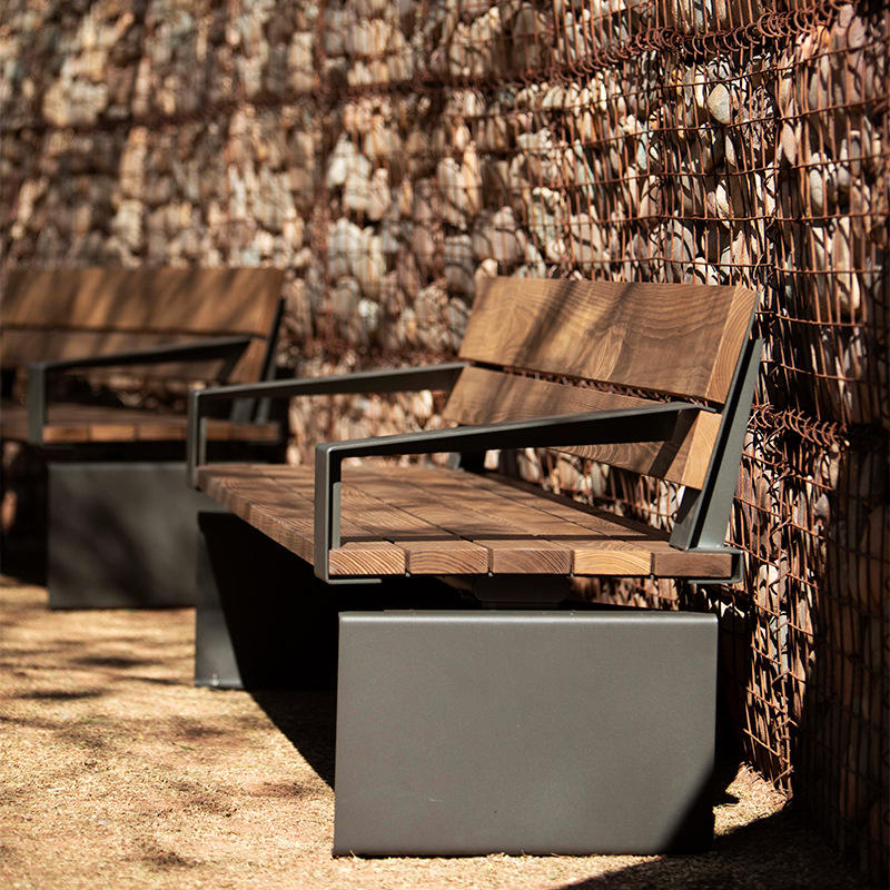 新款户外公园椅实木休闲椅异形座椅组合公园景区园林休闲等候排椅